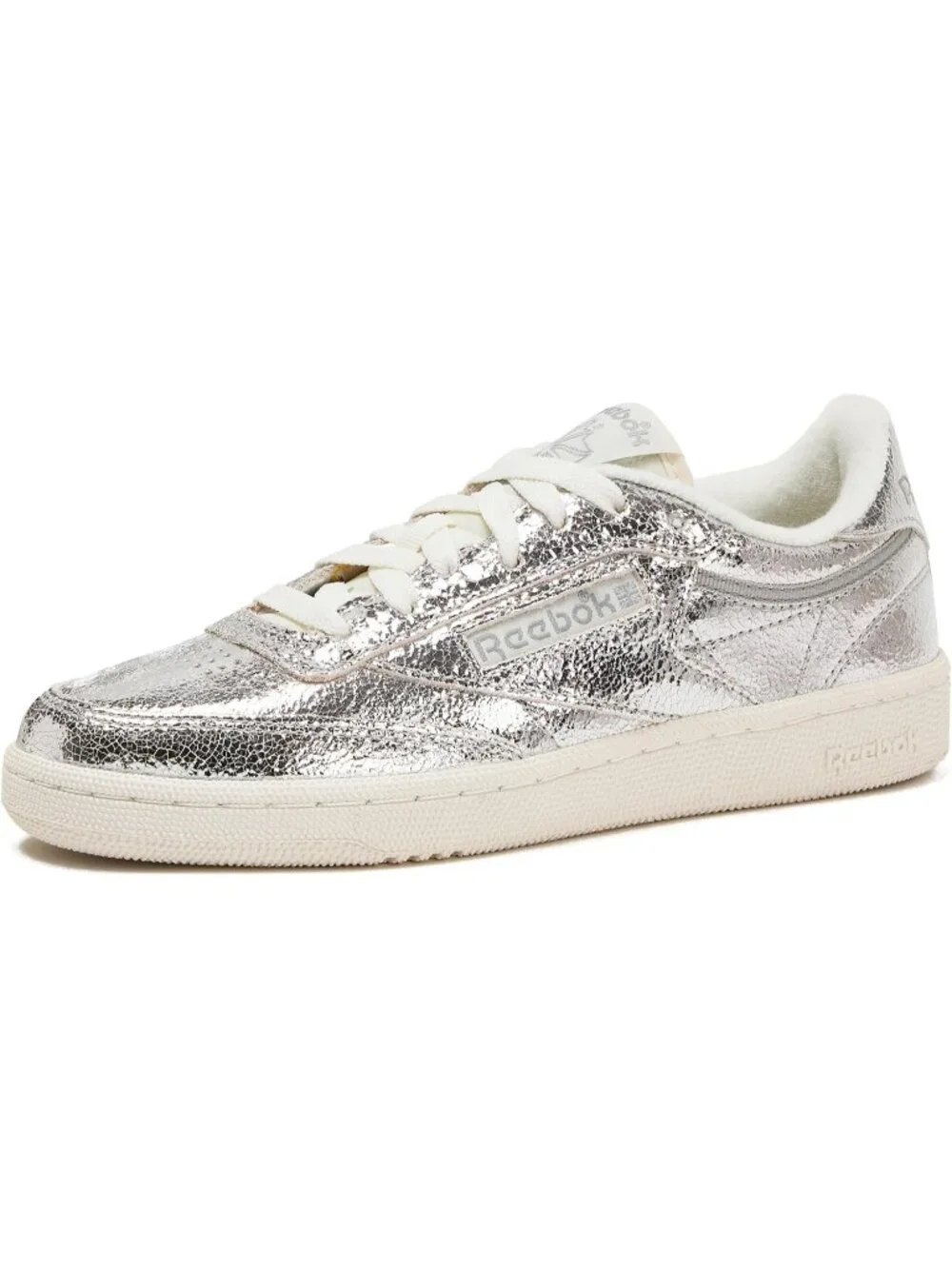 Women Silver Meallic Reebok C 85 Lightweight Slip On Comfortable Casual Sneakers